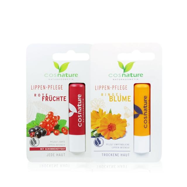 【cosnature 德國植萃】買一送一 極潤乾裂修護唇膏 4.8gx2(莓果/金盞花/玫瑰果油/有機果油)