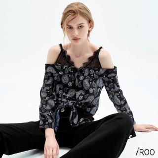 【iROO】蕾絲拼接花布上衣