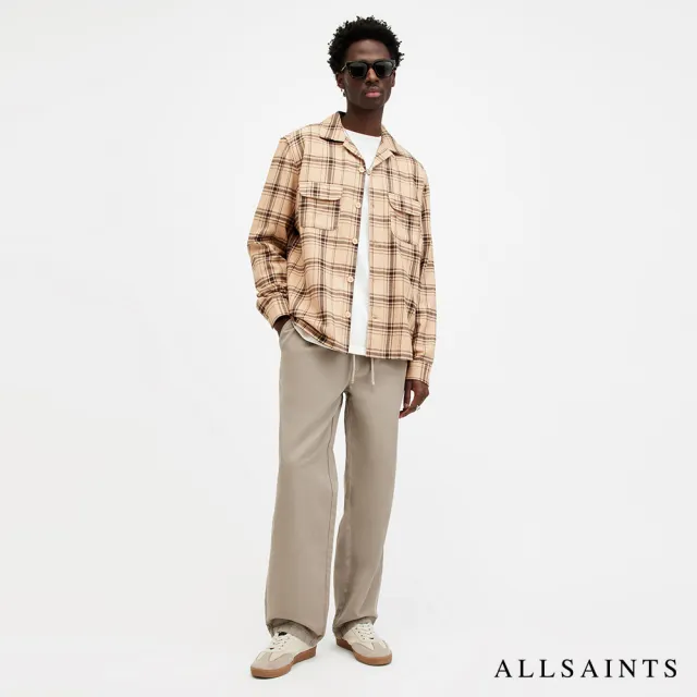 【ALLSAINTS】HANBURY 輕薄亞麻休閒長褲-卡其 MF080Y(常規版型)