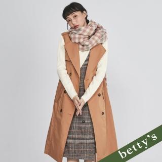 【betty’s 貝蒂思】都會優雅雙排釦長版無袖風衣(橘色)