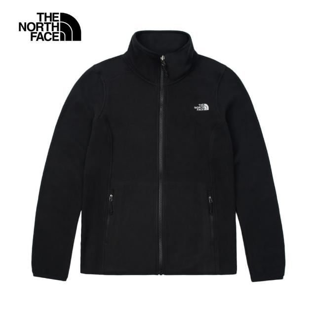 【The North Face 官方旗艦】北面女款黑色保暖立領抓絨外套｜88RRJK3