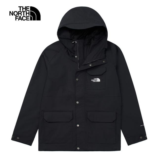 【The North Face 官方旗艦】北面男款黑色DryVent防水透氣多口袋連帽衝鋒衣｜88RA4H0(外套)