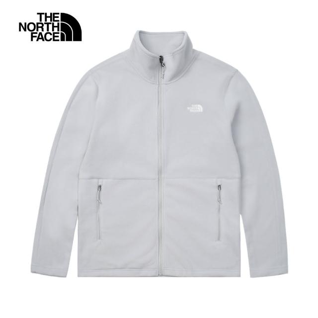 【The North Face 官方旗艦】北面男款灰色保暖立領抓絨外套｜88R9A0M