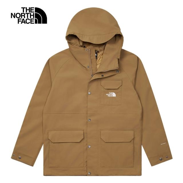 【The North Face 官方旗艦】北面男款棕色DryVent防水透氣多口袋連帽衝鋒衣｜88RA8W0(外套)