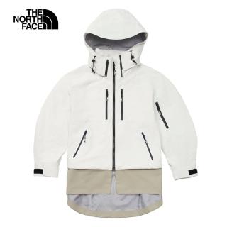 【The North Face 官方旗艦】北面UE女款米白色DryVent防水透氣連帽衝鋒衣｜8A8SQLI(外套)