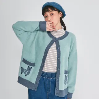 【betty’s 貝蒂思】羊駝雙口袋毛海開襟上衣(藍綠色)