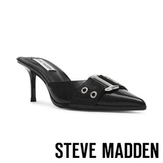 【steve madden】HIATUS 個性扣帶尖頭涼跟鞋(黑色)