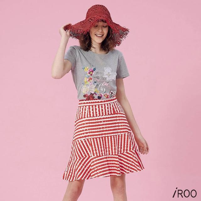 【iROO】條紋魚尾及膝裙