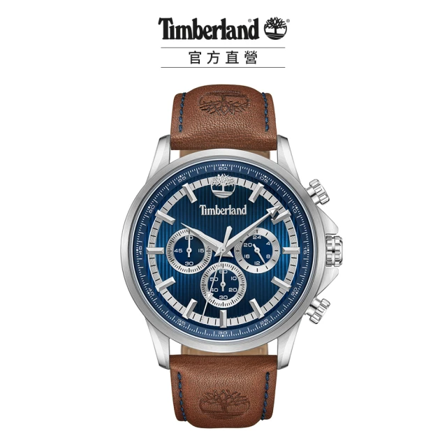 Timberland 男錶BERNARDSTON系列 兩地時間腕錶 皮帶-藍/咖啡45mm(TDWGF0054602)