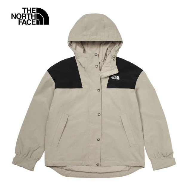 【The North Face】TNF 北臉 防潑水 透氣連帽衝鋒外套W DRYVENT BLOCKING JACKET-AP 女 灰綠(NF0A7QSI5IF)