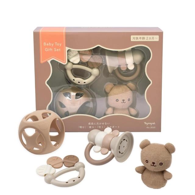 【Toyroyal 樂雅】蜜糖奶茶色嬰兒玩具禮盒(新生 彌月 固齒器)