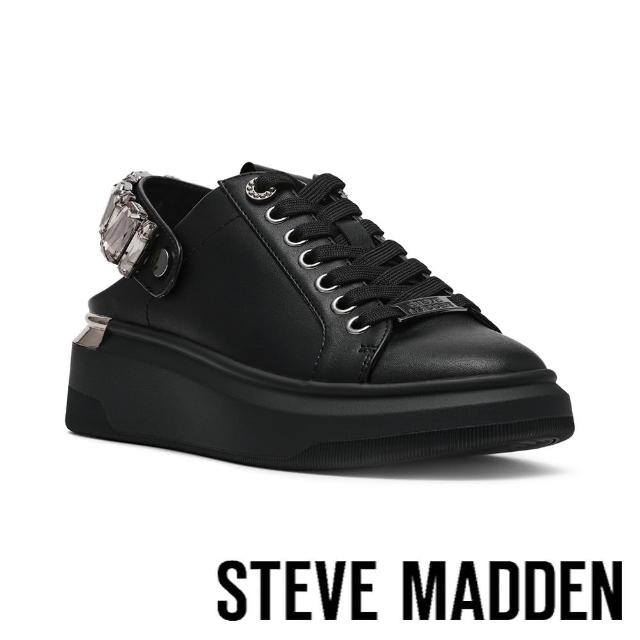 【steve madden】GALEXI 方鑽綁帶休閒涼拖鞋(黑色)