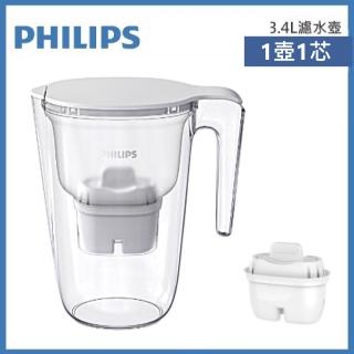 【Philips 飛利浦】AWP2937長效超濾濾水壺3.4L 內含1芯