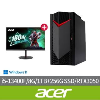 【Acer 宏碁】27型2K電競螢幕組★i5 RTX3050電競電腦(N50-650/i5-13400F/8G/1TB+256G SSD/RTX3050/W11)