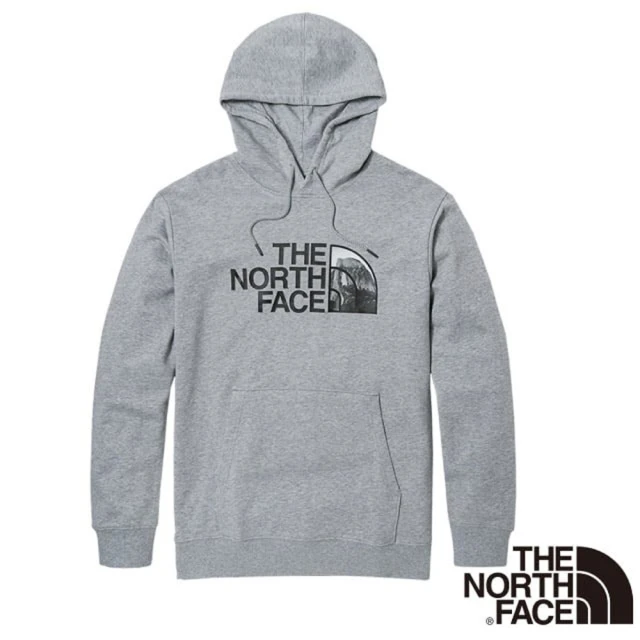 The North Face 男款 LOGO山峰印花連帽大學T.休閒衫/機能性運動衫(7QUV-DYX 灰色)