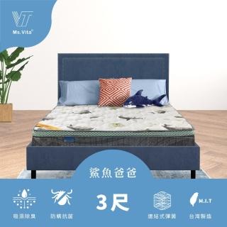 【Ms.Vita 維塔小姐】鯊魚爸爸除臭抗菌竹炭紗乳膠硬床 單人3尺(臺灣製造/ISO認證/防抗菌/10年保固)