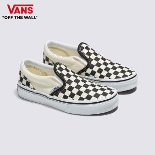 【VANS 官方旗艦】Classic Slip-On 中童款黑白棋盤格滑板鞋/休閒鞋