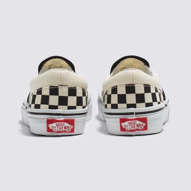 【VANS 官方旗艦】Classic Slip-On 中童款黑白棋盤格滑板鞋/休閒鞋