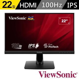 【ViewSonic 優派】VA2214-H 22型 FHD 100Hz 薄邊框螢幕(IPS/1ms/HDMI/VGA/抗藍光/零閃頻/1ms)
