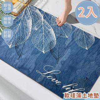 【BonBon naturel】2入軟式矽藻土瞬吸速乾吸水地墊-40x60cm 羽翼星雨(矽藻/踏墊/吸水/止滑/速乾)