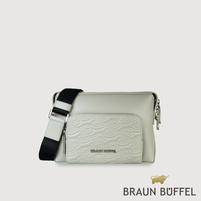 BRAUN BUFFEL 德國小金牛 台灣總代理 諾瓦 橫式斜背包-淺灰色(BF550-02-SGY)