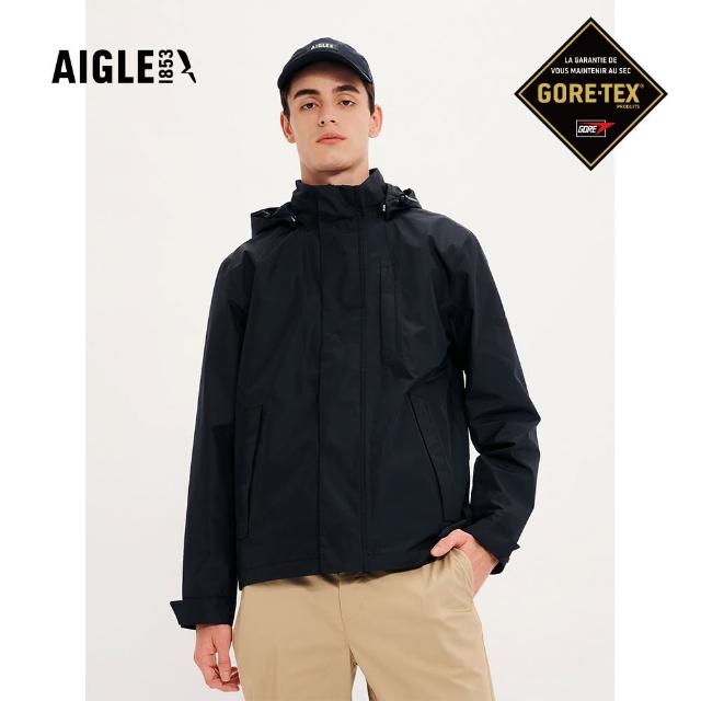 【AIGLE】男 GORE-TEX 輕量防水透氣外套AG-4P130A100 黑色(男外套 防水透氣外套 Goretex)