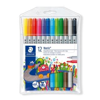 【STAEDTLER 施德樓】施德樓 快樂學園 雙頭水易洗彩色筆12色組 MS320NWP12