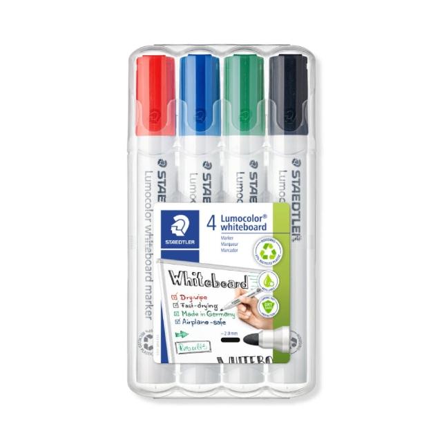 【STAEDTLER 施德樓】施德樓 防乾白板筆組-圓頭 4色組 MS351WP4