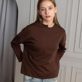 【Qiruo 奇若名品】秋冬專櫃咖啡色上衣8115A 不規則造型(M-2XL)