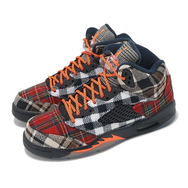 【NIKE 耐吉】Air Jordan 5 Retro GS Plaid 蘇格蘭格紋 大童 女鞋 黑 紅 5代(FD4814-008)