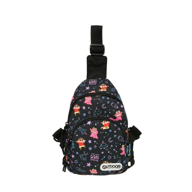 【OUTDOOR】雙11 Crayon Shinchan蠟筆小新鱷魚阿山單肩包-黑色(ODCS24H02BK)