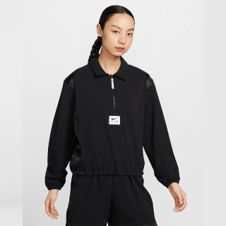 【NIKE 耐吉】長袖 上衣 拉鍊 機能 排汗 女 AS W NK DF SSNL FLEECE TOP 黑色(FQ6026010)