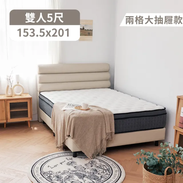 【完美主義】奧格麗貓抓皮雙人收納抽屜床架組(5尺/兩大抽)