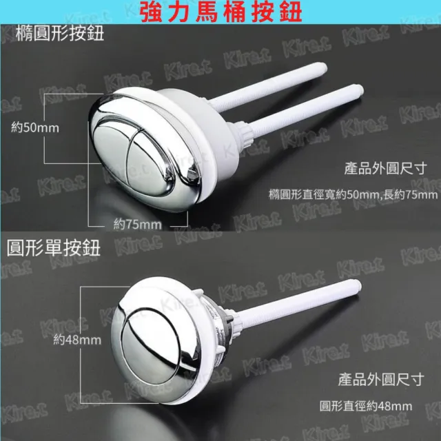 【Kiret】通用型馬桶水箱按鈕 馬桶蓋按鍵 馬桶沖水器按壓配件 橢圓形雙按/圓形單按 任選