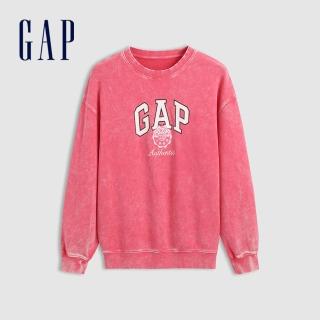 【GAP】女裝 Logo純棉印花圓領大學T-粉色(637902)