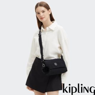 【KIPLING官方旗艦館】深黑色斜背肩背兩用包-GIPSIE