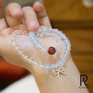 【RJ New York】天然海水藍寶白水晶紅膠花寶手串(白色)