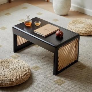 【WOG 窩居】可移動茶桌幾地臺茶桌實木榻榻米桌60*35*27cm(茶桌/榻榻米桌/沙發邊幾)