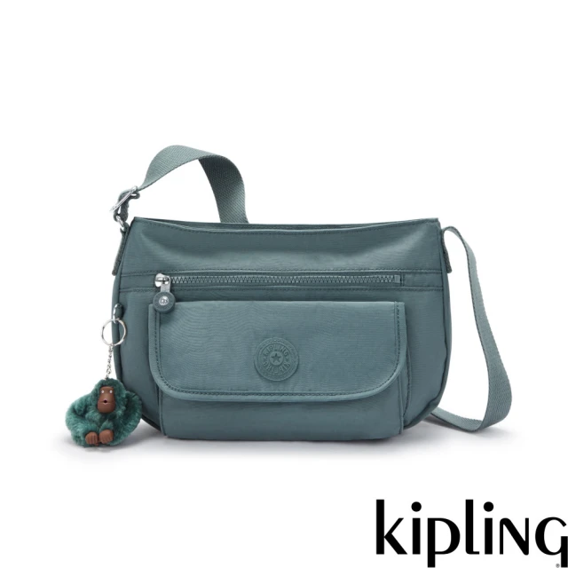 KIPLING官方旗艦館 經典黑菱格紋印花手提內夾層托特包-