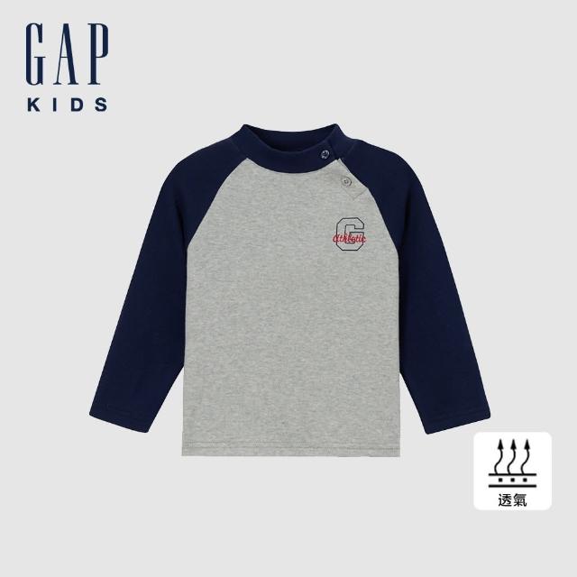 【GAP】兒童裝 Logo/小熊印花圓領長袖T恤-灰色(646137)