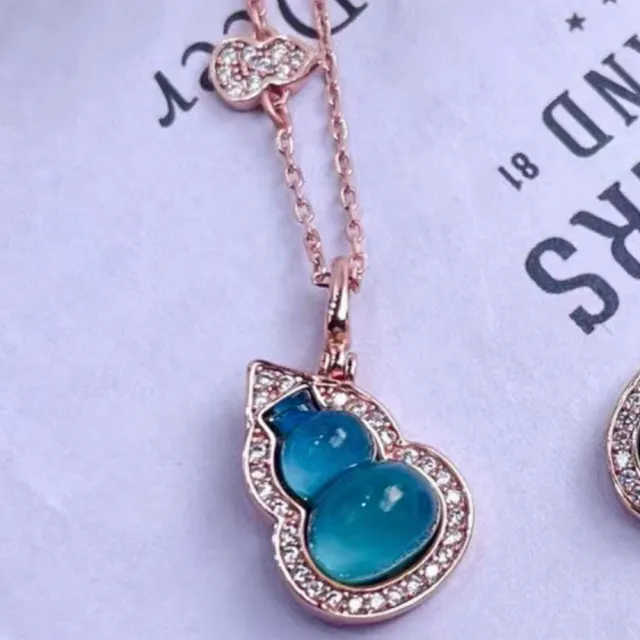 【勝弘珠寶】多明尼加藍珀海水藍葫蘆項鍊