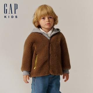 【GAP】男幼童裝 Logo刺繡連帽外套-棕色(644706)