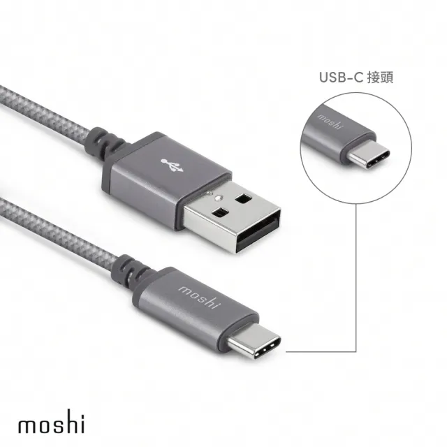 【moshi】Integra USB-C to USB-A 充電線/編織傳輸線(1.5m iPhone 15適用)