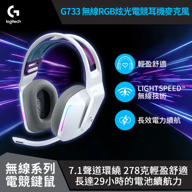 【Logitech G】G733 無線RGB炫光電競耳機麥克風