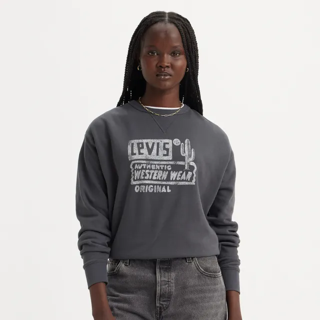 【LEVIS 官方旗艦】女款 重磅大學Tee / 美式休閒印花 300GSM厚棉 黑 熱賣單品 A7288-0013