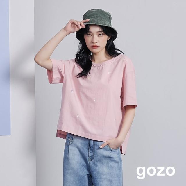 【gozo】視力gozo散印花仿麻上衣(兩色)