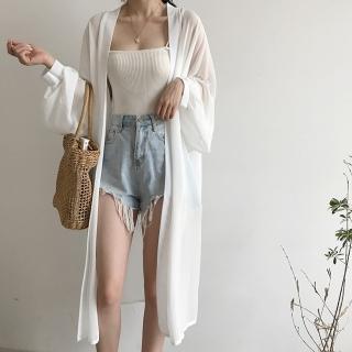 【D.studio】韓版氣質蝙蝠袖長版防曬外套(上衣女裝衣服外套長袖上衣短版外套薄外套罩衫防曬外套 J343)