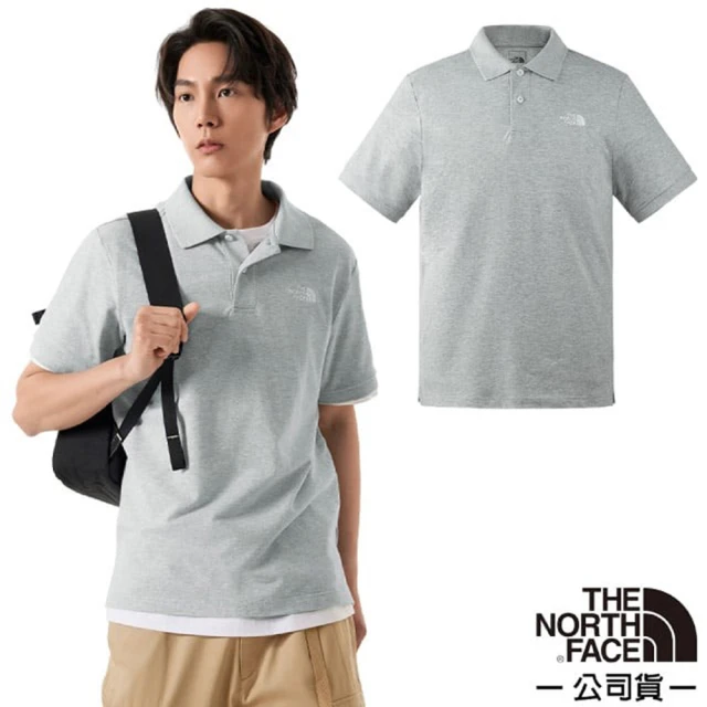 The North Face 男 吸濕透氣棉質混紡短袖POLO衫_亞洲版型.休閒衫(87UX-DYX 淺灰 N)