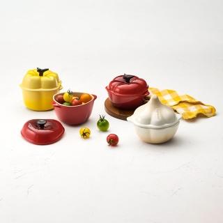 【Le Creuset】瓷器蔬果系列造型烤盅 大蒜/蕃茄/蘋果/黃椒(4款造型選1)