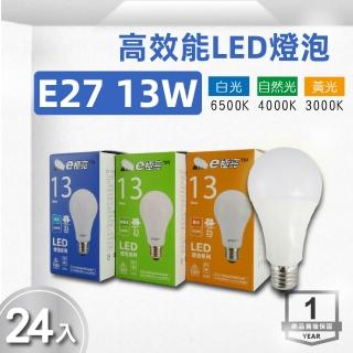 【E極亮】LED E27 13W 高效燈泡 全電壓 白光 自然光 24入組(LED E27 13W 球泡)